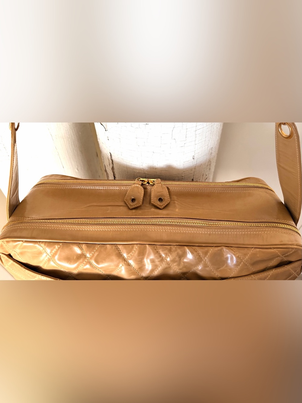 CHANEL Rare Vintage Quilted Glazed Leather Travel Bag Briefcase + COA - Picture 12 of 15